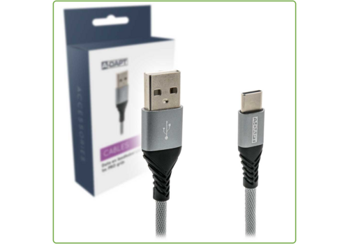  A-DAPT Data en Laadkabel USB-A > USB-C 1m PRO grijs 