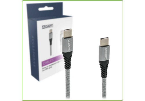  A-DAPT Data en Laadkabel USB-C > USB-C 2m PRO grijs 