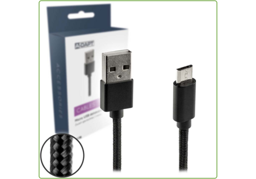  A-DAPT Data en Laadkabel USB-A > Micro USB Nylon 1m zwart 