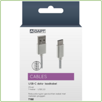 thumb-Data en Laadkabel USB-A > USB-C Nylon 1m zilver-1