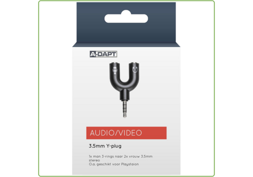  A-DAPT Audioplug Y-verloop 3,5mm zwart 