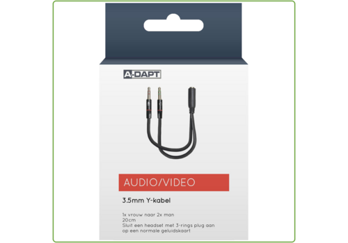  A-DAPT Audiokabel Y-verloop 3,5mm zwart 