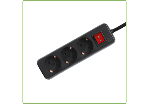  GHM 3V Tafelcontactdoos | 1,5M | Zwart | Schakelaar 