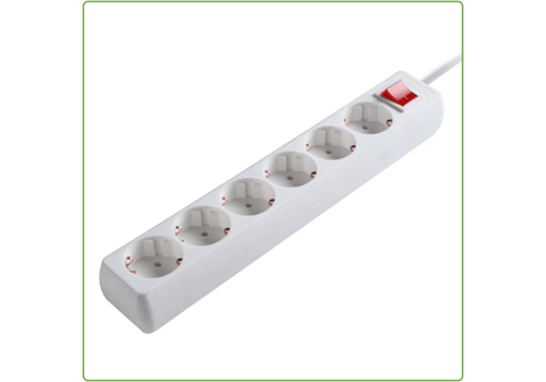  GHM 6V Tafelcontactdoos | 1,5M | Wit | Schakelaar 