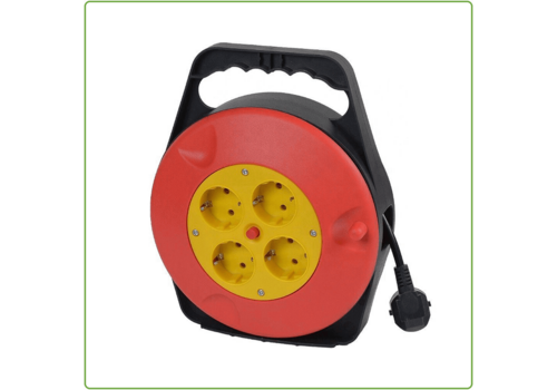  GHM Kabelhaspel | Met 4 Stopcontacten | 10 Meter 