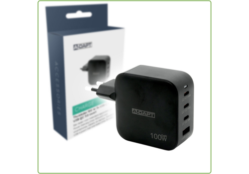 A-DAPT Thuislader 100W 3x USB-C PD + USB QC 3.0 zwart 
