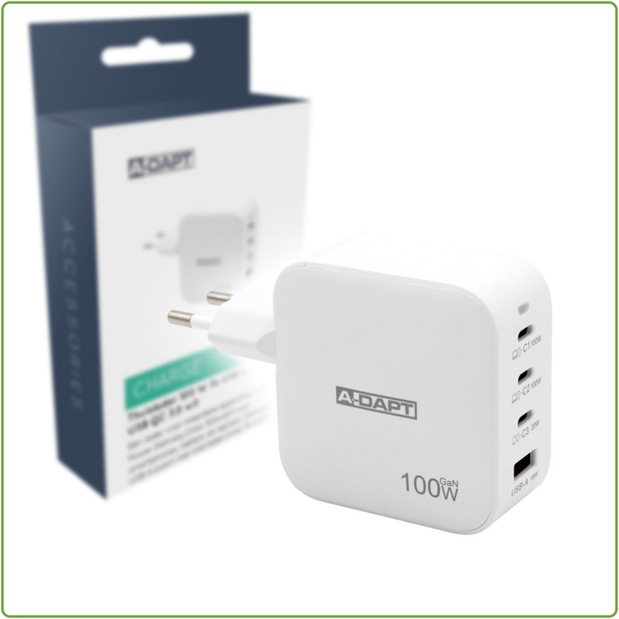 Thuislader 100W 3x USB-C PD + USB QC 3.0 wit-1