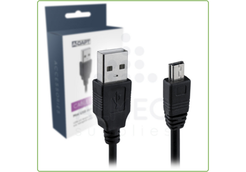  A-DAPT Data en laadkabel Mini-USB zwart 