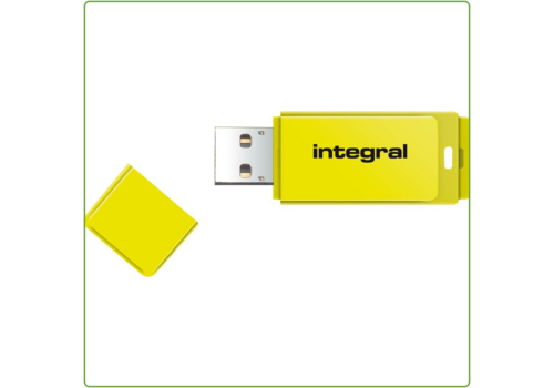  Integral 64GB Neon USB Flash Drive - Yellow 