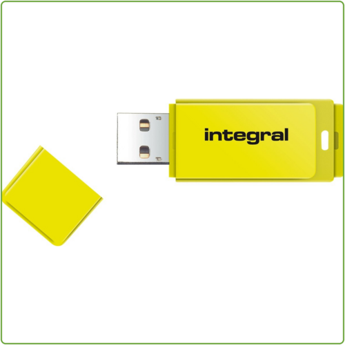  Integral 64GB Neon USB Flash Drive - Yellow 