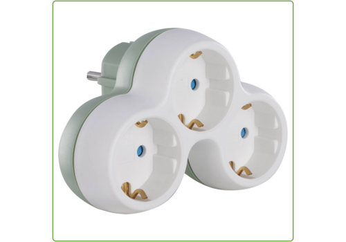  Q-Link Verdeelstekker 3 x Randaarde Wit / Grijs 