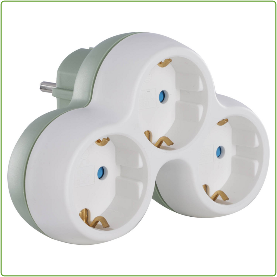 Verdeelstekker 3 x Randaarde Wit / Grijs-1