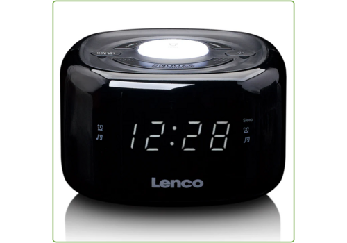  Lenco FM Wekkerradio met Nachtlamp Zwart 