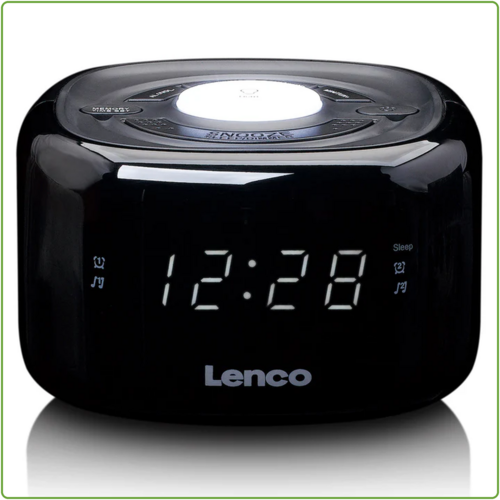  Lenco FM Wekkerradio met Nachtlamp Zwart 