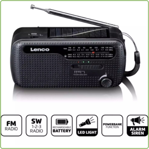  Lenco MCR-113BK - Noodradio Draagbaar Opwindbaar 