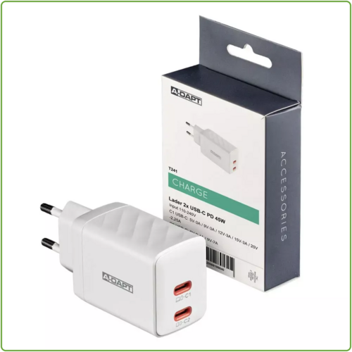  A-DAPT Thuislader 45W 2x USB-C PD wit 