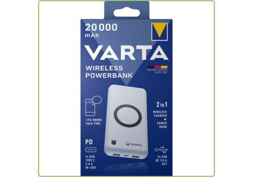  Varta Draadloze Powerbank 20000 