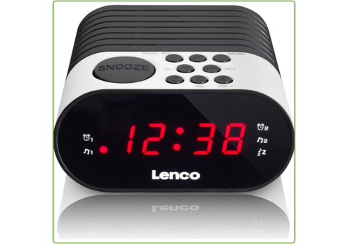  Lenco CR-07 White FM Wekkerradio met slaaptimer en dubbele alarm functie - Wit 