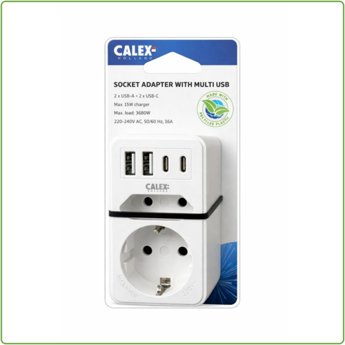  Calex Stopcontactadapter met Multi USB 