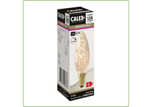  Calex Kaars B35 Goud Flex Filament 220-240V 2.5W 136lm 2100K E14 Dimbaar met LED dimmer 