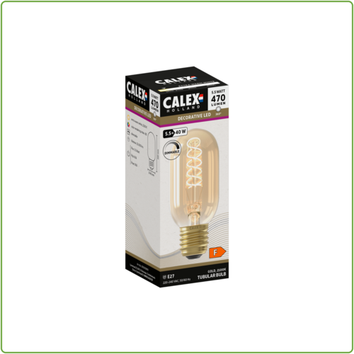  Calex Buis T45 Goud Flex Filament 220-240V 5.5W 470lm 2100K E27 Dimbaar met LED dimmer 