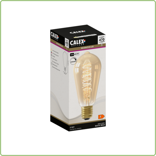  Calex Rustiek ST64 Goud Flex Filament 220-240V 5.5W 470lm 2100K E27 Dimbaar met LED dimmer 