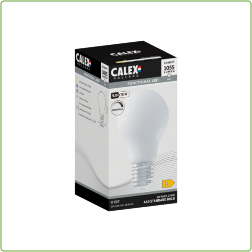  Calex Standaard A60 Softline Straight filament 220-240V 9W 1055lm 2700K E27 Dimbaar met LED dimmer 