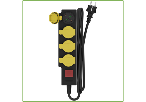  Calex Waterdichte contactdoos IP44 4-voudig met schakelaar, incl. 1,4 mtr kabel/stekker 