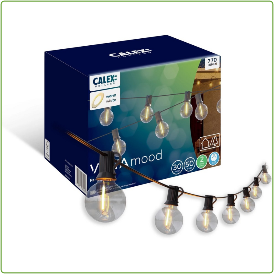 Outdoor Party String 30M E12 0.2W 39LM 2700K 230V-12V1A Adapter en RF Remote Zwart-1