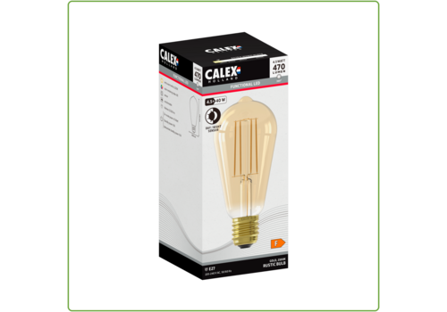  Calex Rustiek ST64 Goud met dag en nacht sensor Straight filament 220-240V 4.5W 470lm 2100K E27 niet dimbaar 