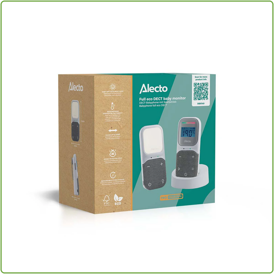 DBX140 Full Eco Audio babyfoon DECT met Display wit/grijs-1