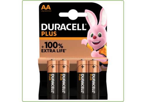  Duracell AA Plus 100% Alkaline blister 4 