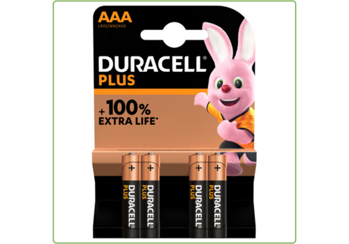  Duracell AAA Plus 100% Alkaline blister 4 