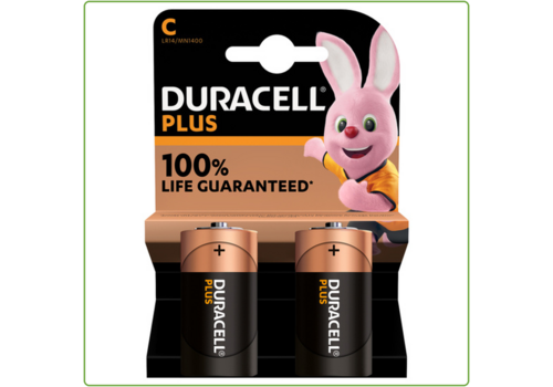  Duracell C Plus 100% Alkaline blister 2 