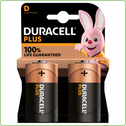  Duracell D Plus 100% Alkaline blister 2 