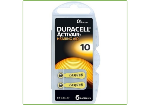  Duracell DA10 Hearing Aid Zinc-Air blister 6 