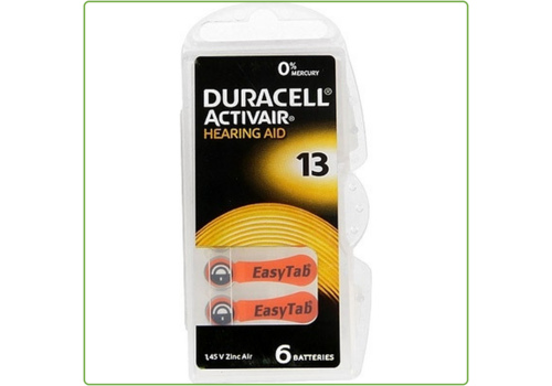  Duracell DA13 Hearing Aid Zinc-Air blister 6 