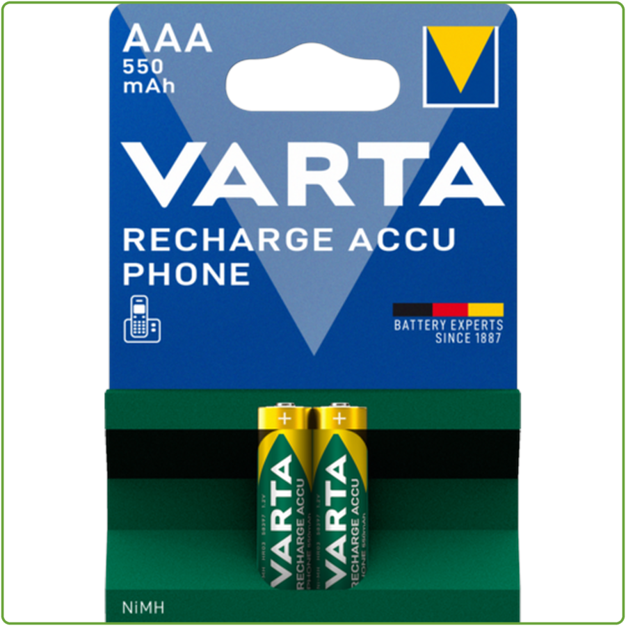 58397 AAA Phone 550mAh Recharge blister 2-1