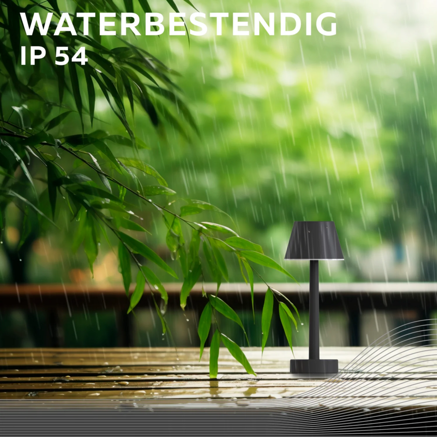 Outdoor Battery Rechargeable Tafellamp Lucca SMD 5W 35LM 3000K 3.7V Zwart-3