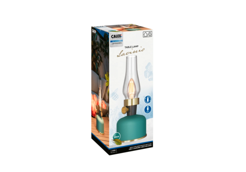  Calex Lavinio Battery Rechargeable Tafellamp SMD 2.5W 200LM 1800K Dimbaar Groen 
