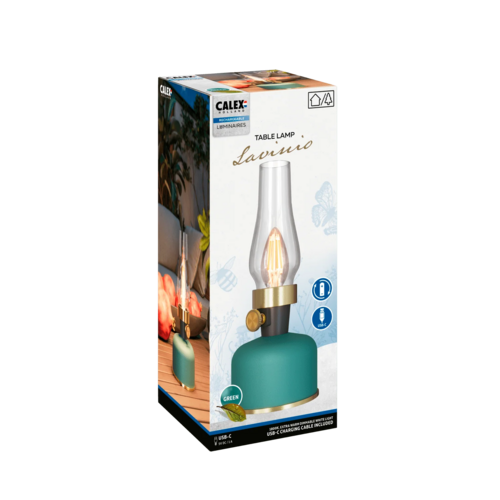  Calex Lavinio Battery Rechargeable Tafellamp SMD 2.5W 200LM 1800K Dimbaar Groen 