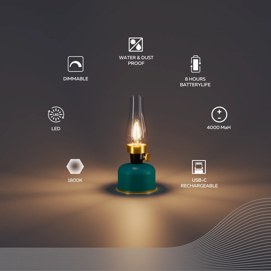 Lavinio Battery Rechargeable Tafellamp SMD 2.5W 200LM 1800K Dimbaar Groen-3