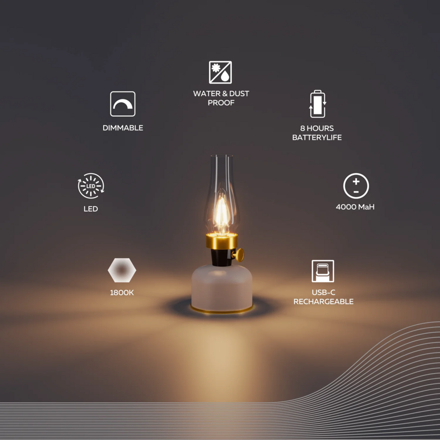 Lavinio Battery Rechargeable Tafellamp SMD 2.5W 200LM 1800K Dimbaar Zand-3