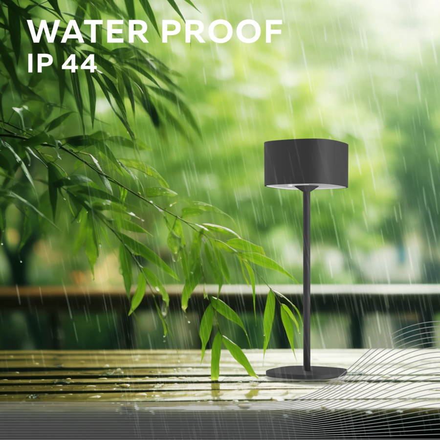 Serino Battery Rechargeable Tafellamp SMD 2W 90LM 2700K Dimbaar Zwart-6