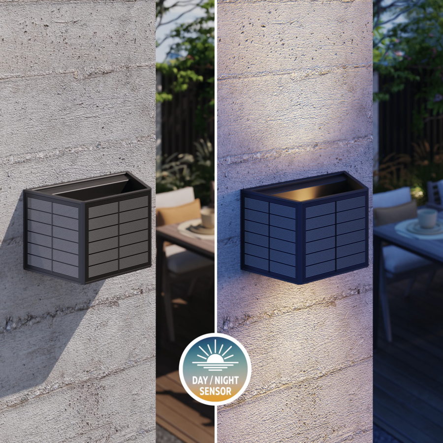 Caserta Outdoor Rechargeable Solar Up and Downlight Adjustable SMD 0.5W 40LM 2700K Zwart-4