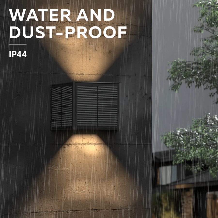 Caserta Outdoor Rechargeable Solar Up and Downlight Adjustable SMD 0.5W 40LM 2700K Zwart-5