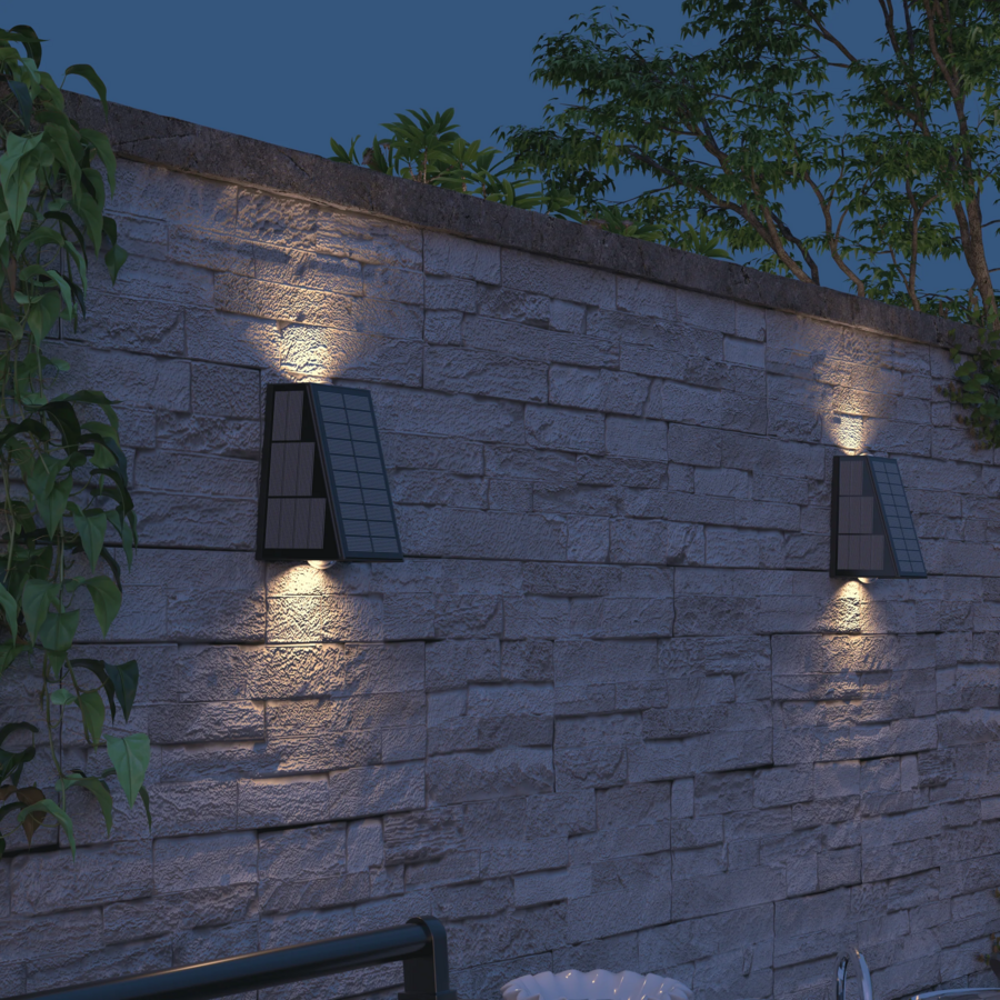 Matera Outdoor Rechargeable Solar Up en Downlight SMD 1.6W 85LM 2700K Zwart-3