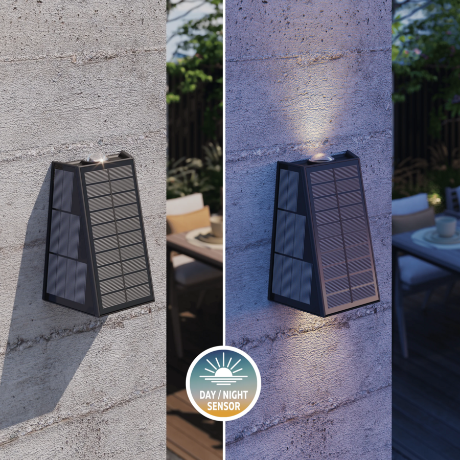 Matera Outdoor Rechargeable Solar Up en Downlight SMD 1.6W 85LM 2700K Zwart-5