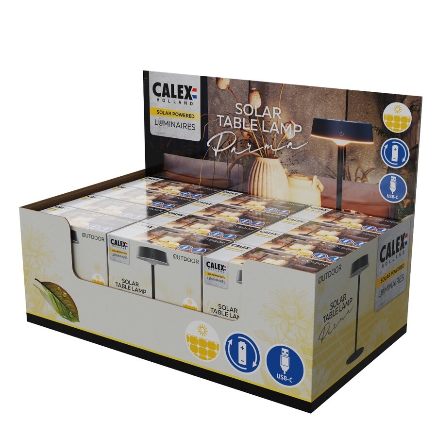 Parma Outdoor Rechargeable Solar Tafellamp SMD 2.2W 150LM 2700K Dimbaar Zwart-3