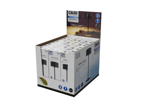  Calex Serino Battery Rechargeable Tafellamp SMD 2W 90LM 2700K Dimbaar Zwart 